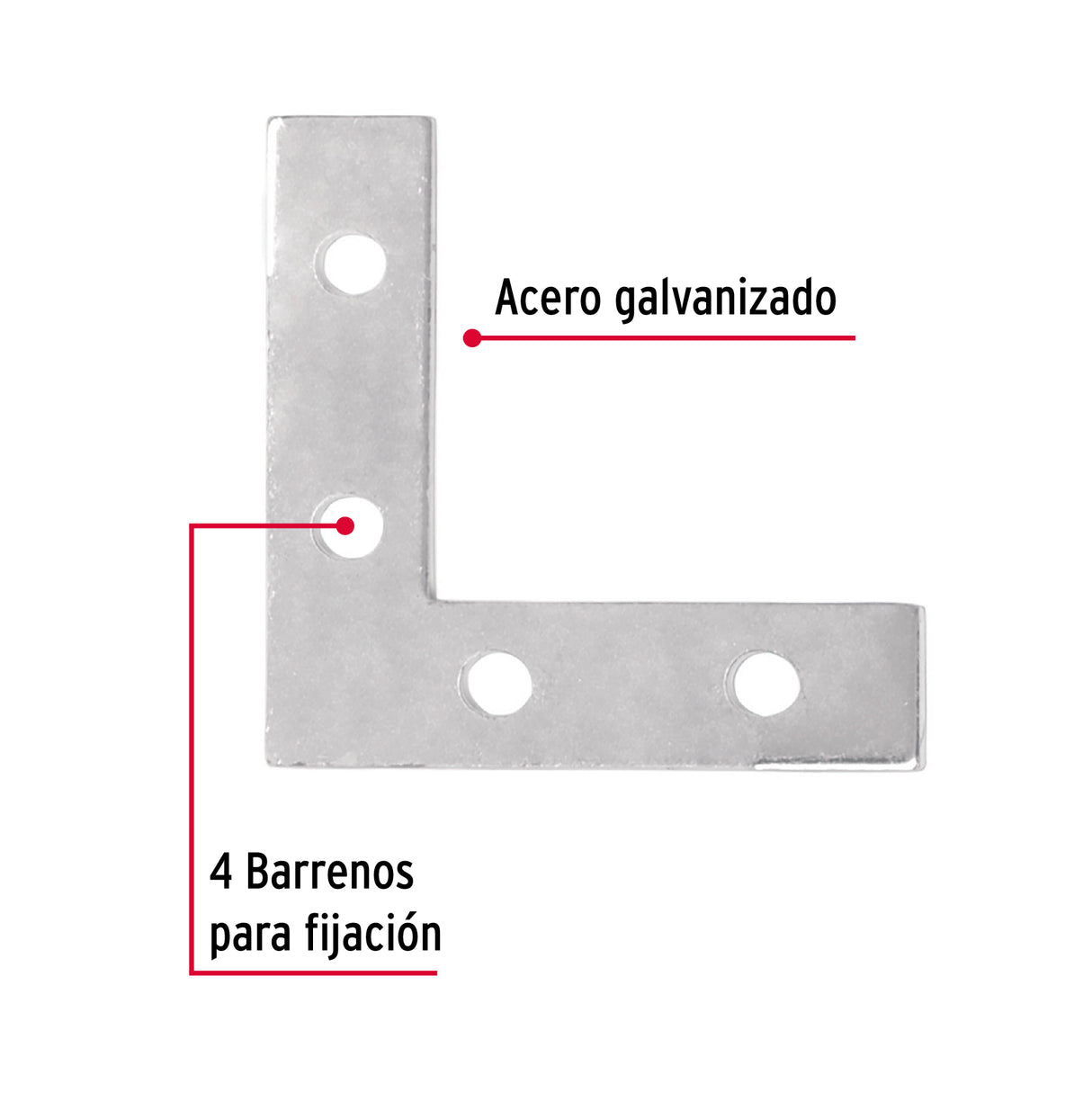 Bolsa C/24 Escuadras Planas Cantoneras 2' X 2', Fiero