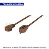 Extensión Eléctrica Doméstica 2 m Clavija Plana, Café