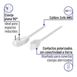 Extensión Eléctrica Doméstica 4 m Clavija Plana, Blanca