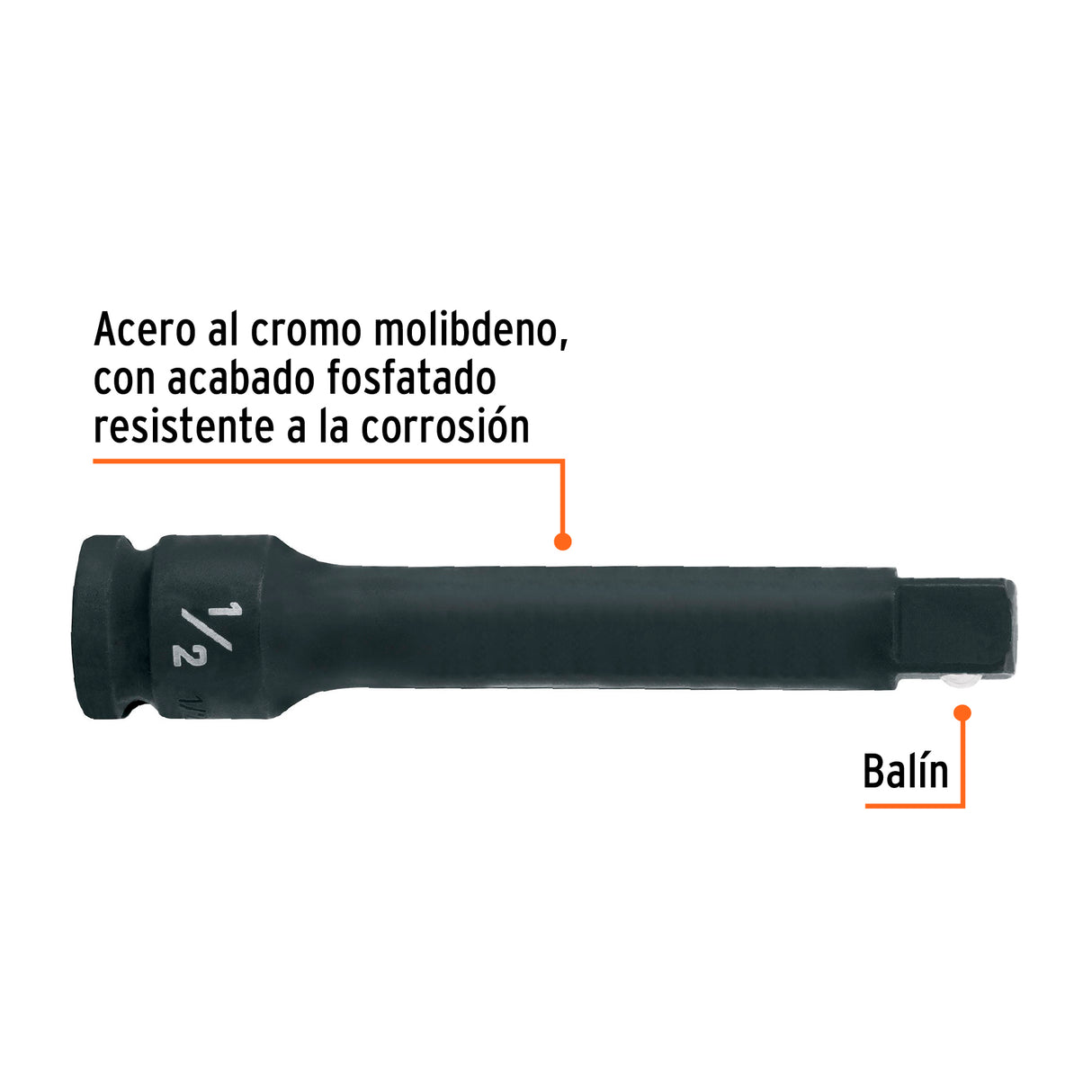 Extensión de Impacto con Cuadro de 1/2', Largo 5', Truper