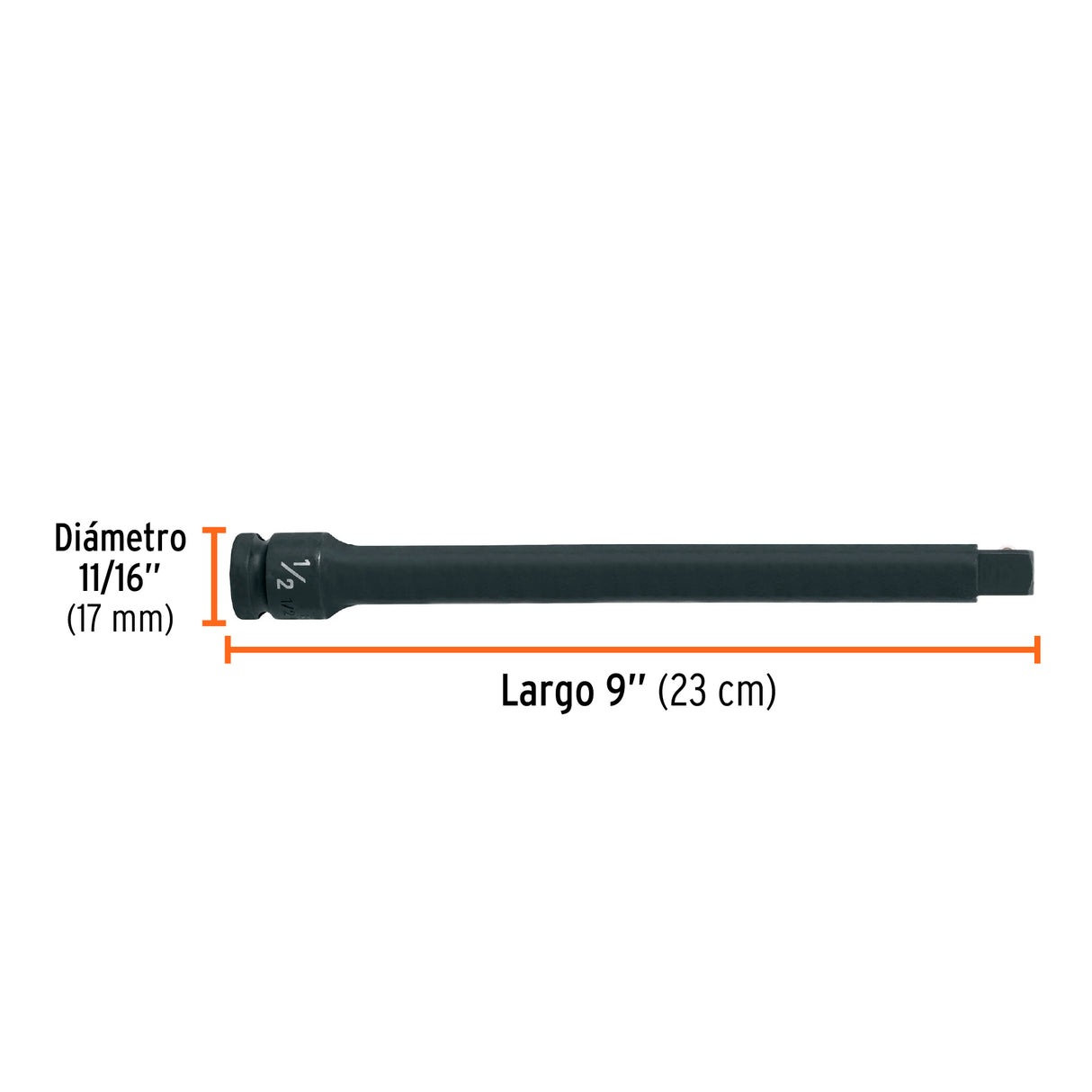 Extensión de Impacto con Cuadro de 1/2', Largo 9', Truper