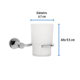 Portavaso Cepillero Cromo con Vaso de Vidrio, Foset Element