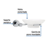 Jabonera Metálica Cromo con Plato de Vidrio, Foset Element