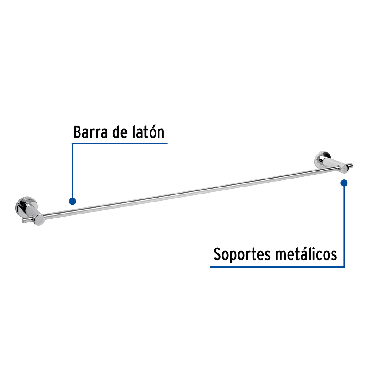 Toallero de Barra de Latón Acabado Cromo, Foset Element