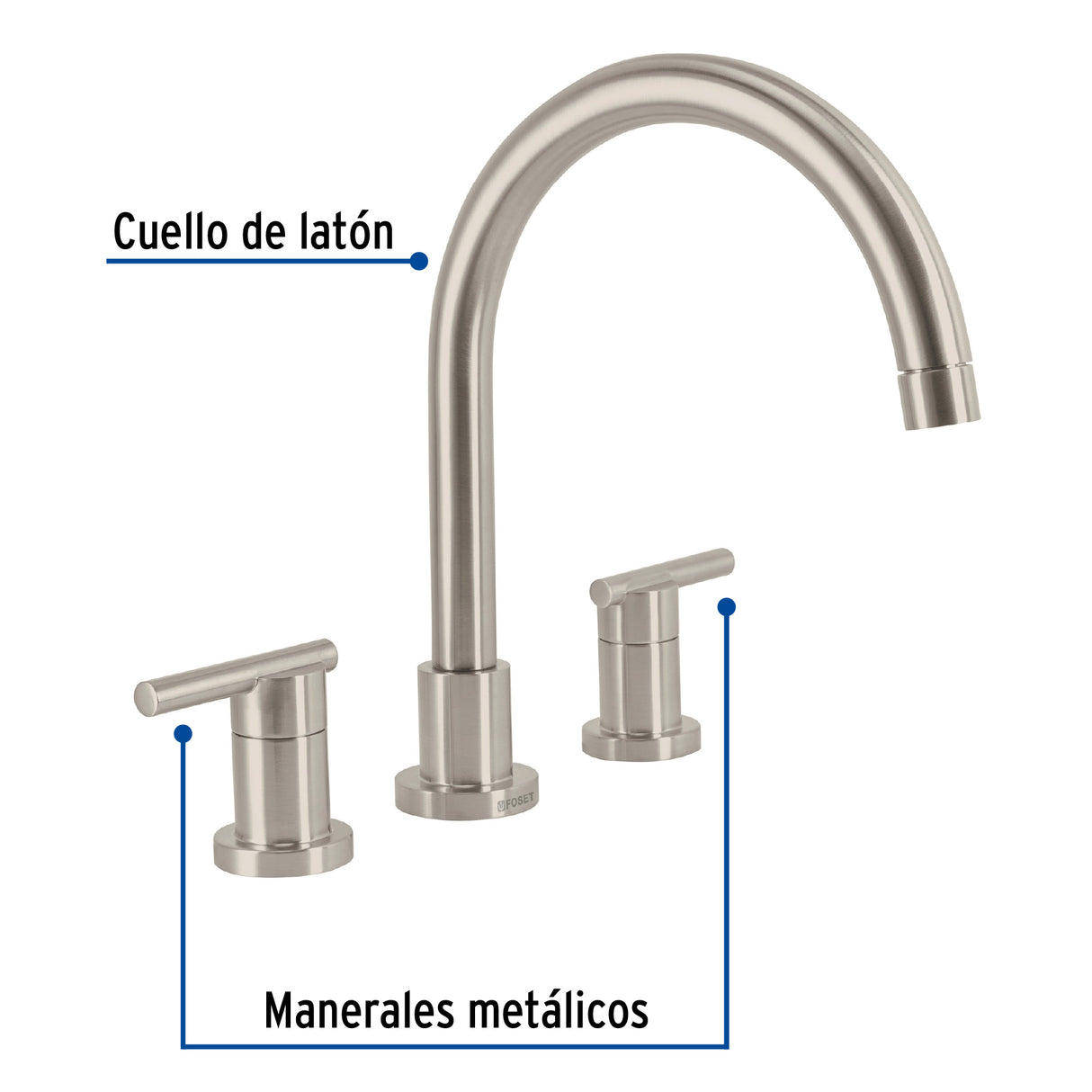 Mezcladora Satín Cuello Alto para Fregadero, Foset Element