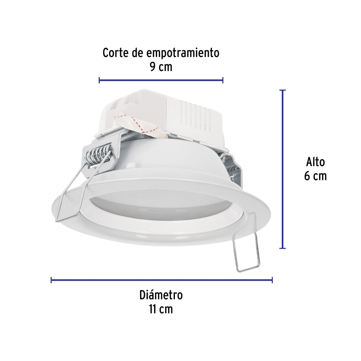 Luminario LED Empotrable 5 W 6500 K, Redondo, Volteck