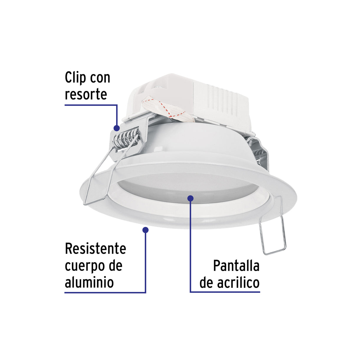 Luminario LED Empotrable 5 W 6500 K, Redondo, Volteck