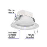 Luminario LED Empotrable 5 W 6500 K, Redondo, Volteck