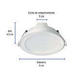 Luminario LED Empotrable 7 W 6500 K, Redondo, Volteck Basic