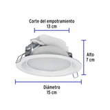 Luminario LED Empotrable 6 W 6500 K, Redondo, Volteck