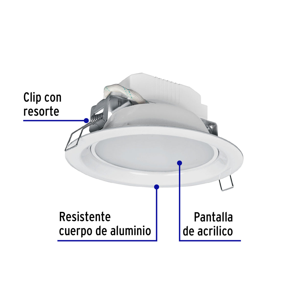 Luminario LED Empotrable 6 W 6500 K, Redondo, Volteck