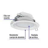 Luminario LED Empotrable 6 W 6500 K, Redondo, Volteck