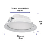 Luminario LED Empotrable 12 W 6500 K, Redondo, Volteck