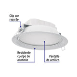 Luminario LED Empotrable 12 W 6500 K, Redondo, Volteck