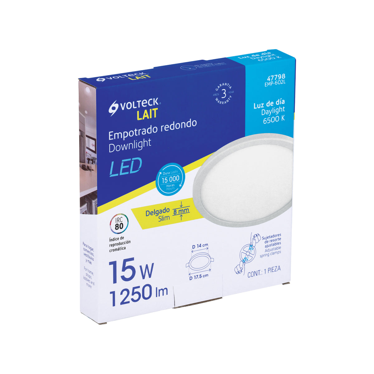 Luminario LED Plafón 15 W 6500K, Ajustable, Redondo, Volteck