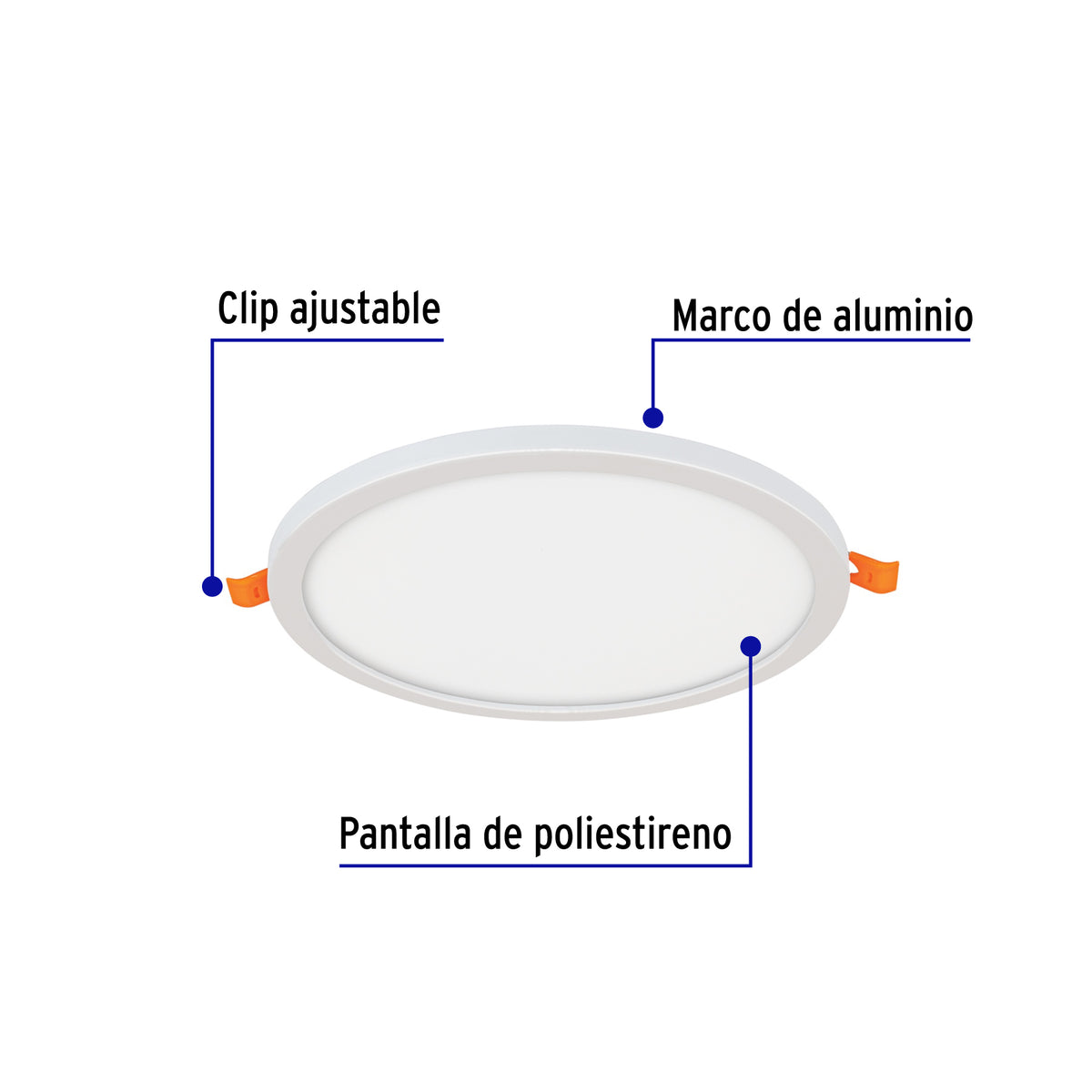 Luminario LED Plafón 15 W 6500K, Ajustable, Redondo, Volteck