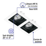 Luminario Empotrable con 2 Spots Dirigibles, Blanco, Volteck