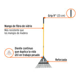 Escoba Metálica para Jardín, Recta, 24 Dientes, Mango 54'