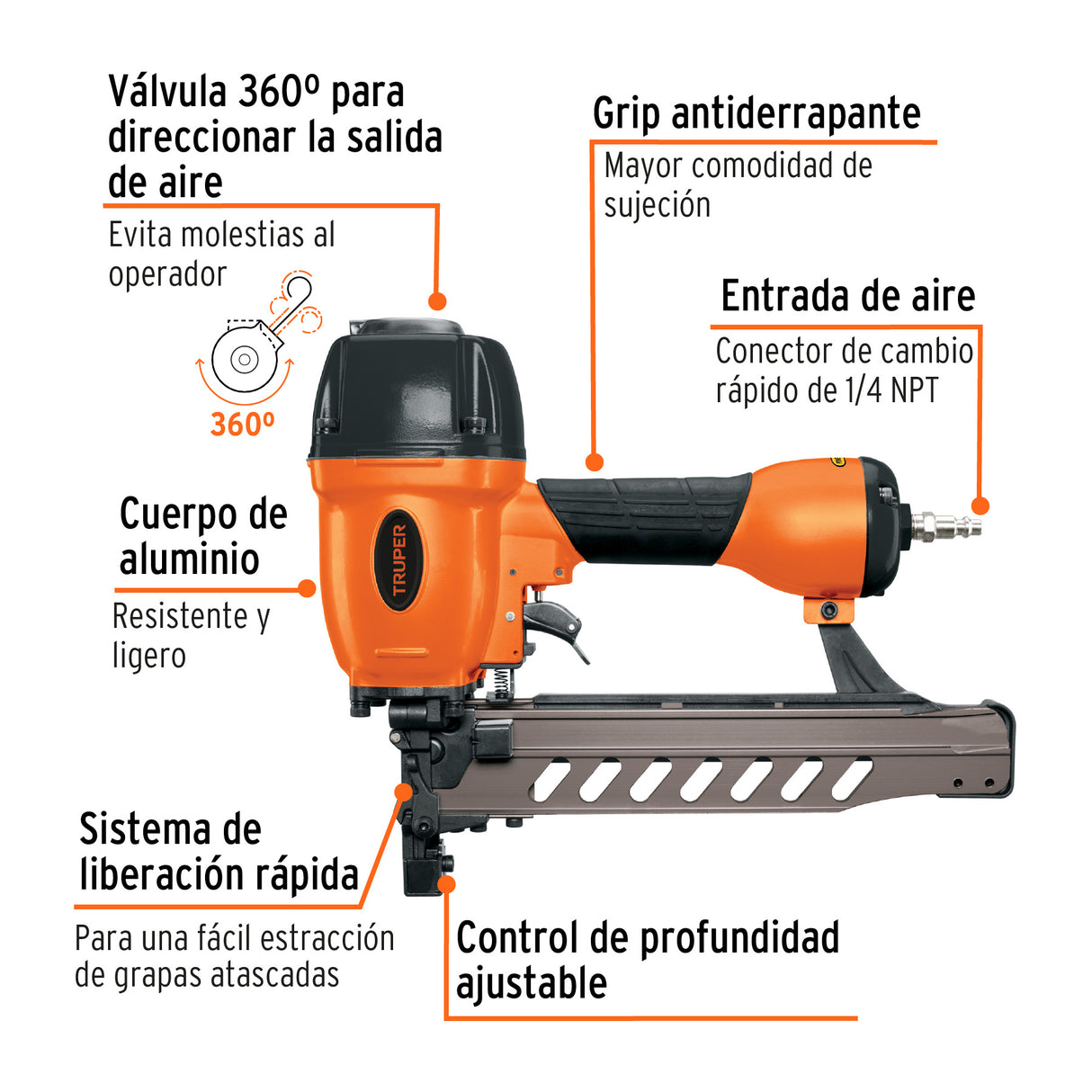Engrapadora Neumática, Calibre 16, Truper
