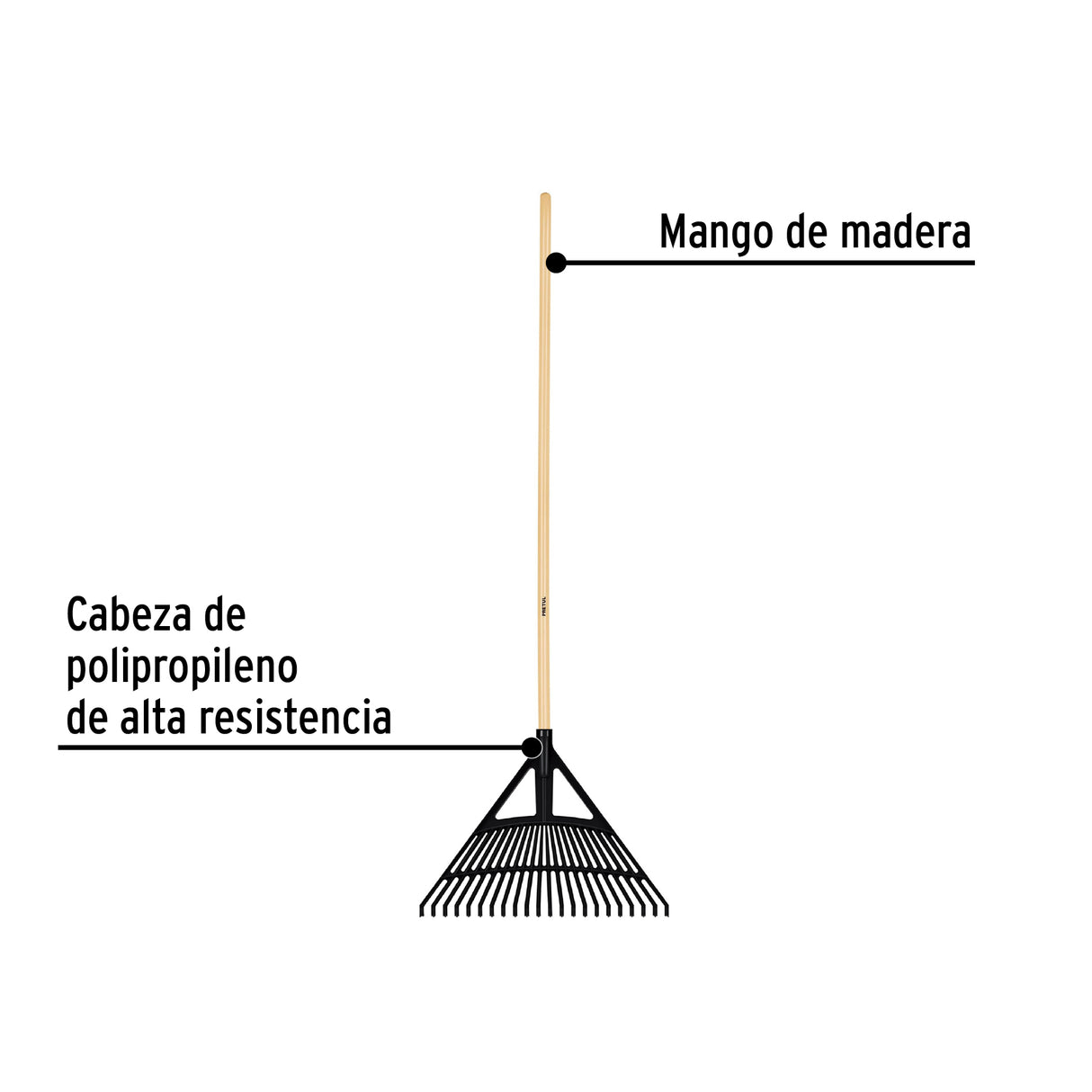 Escoba Plástica para Jardín, Flex. 22 Dientes, Mango 48', Pretul