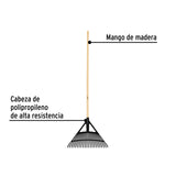 Escoba Plástica para Jardín, Flex. 22 Dientes, Mango 48', Pretul