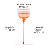 Escoba Plástica para Jardín, Flex. 26 Dientes, Mango Acero 54'