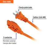 Extensión Eléctrica de Uso Rudo 2 m 2X16 AWG, Volteck