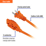 Extensión Eléctrica de Uso Rudo 30 m 2X16 AWG, Volteck