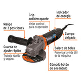 Esmeriladora Angular 4-1/2', 1100 W, Truper Ergo Pro