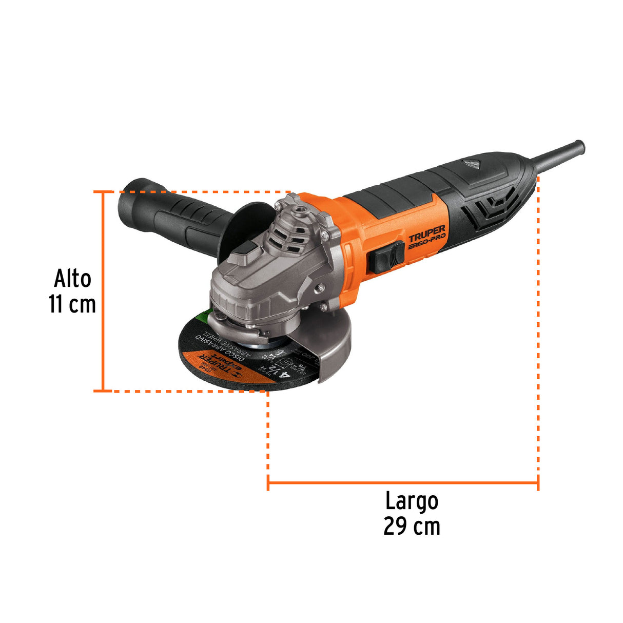 Esmeriladora Angular 4-1/2', 750 W, Truper Ergo Pro