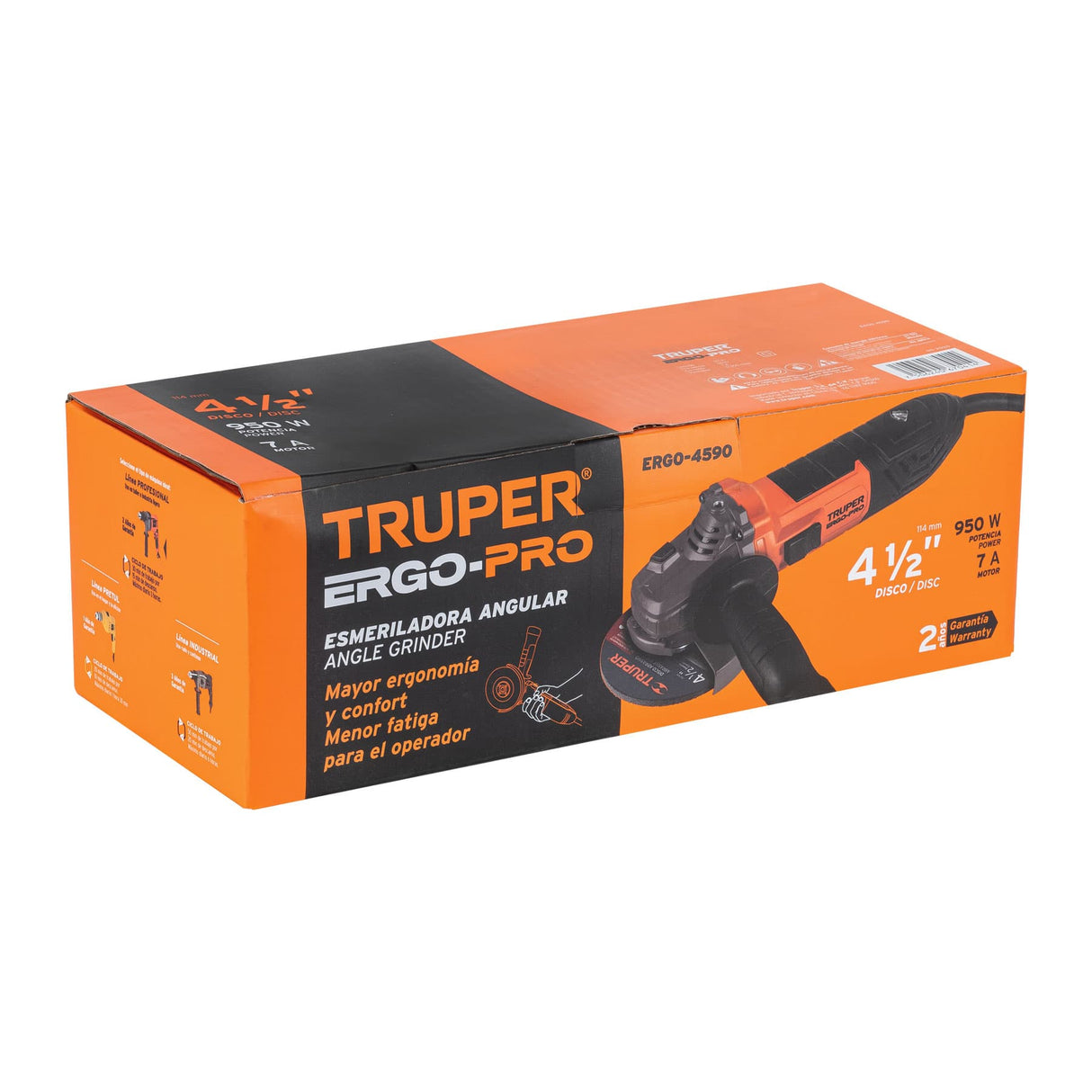 Esmeriladora Angular 4-1/2', 950 W, Truper Ergo Pro