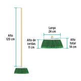 Escoba Grande Tipo Cepillo, Cerdas de PVC, Bastón de Madera