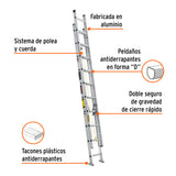 Escalera de Extensión, Tipo III, 20 Peldaños, Truper