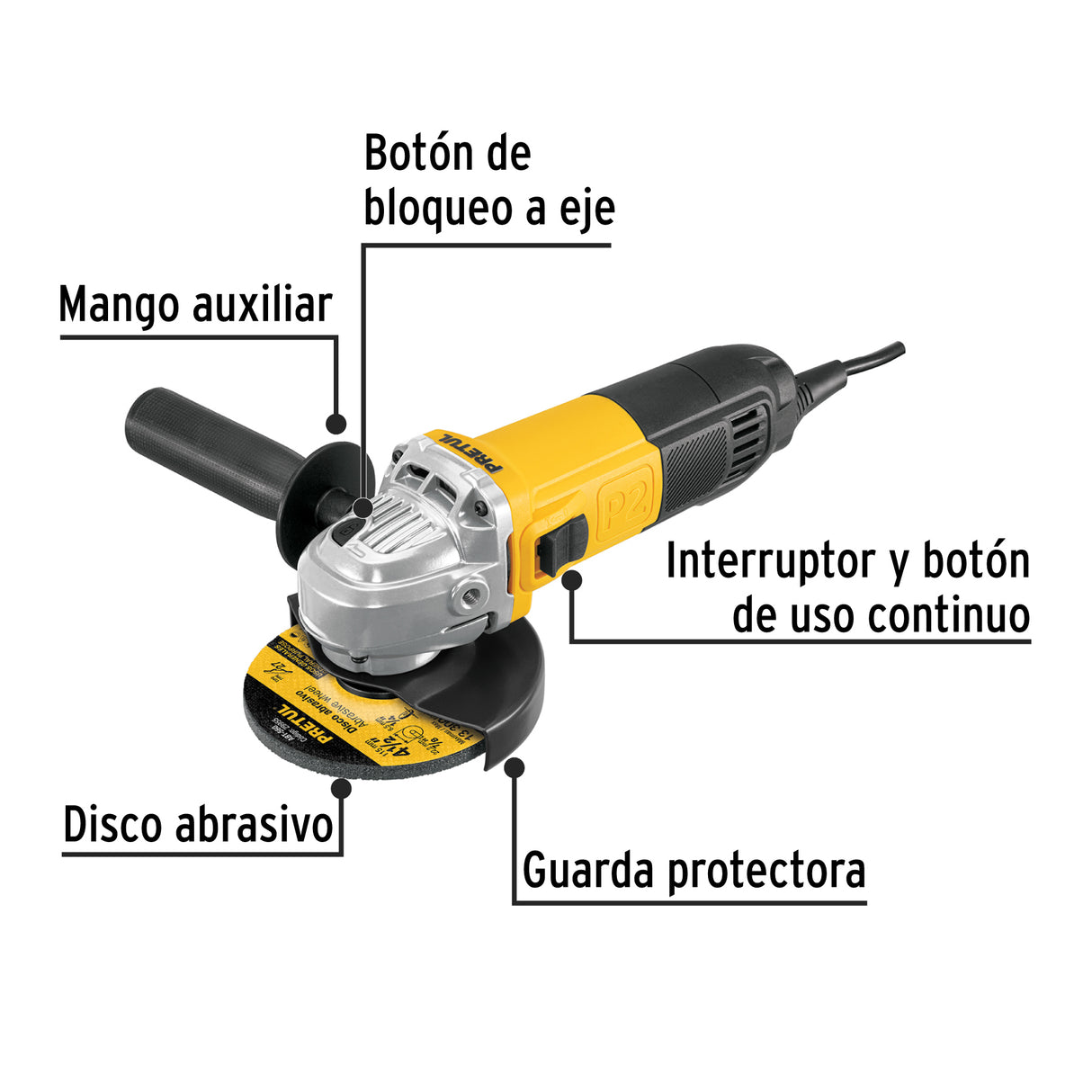 Esmeriladora Angular 4-1/2', 700 W, Pretul