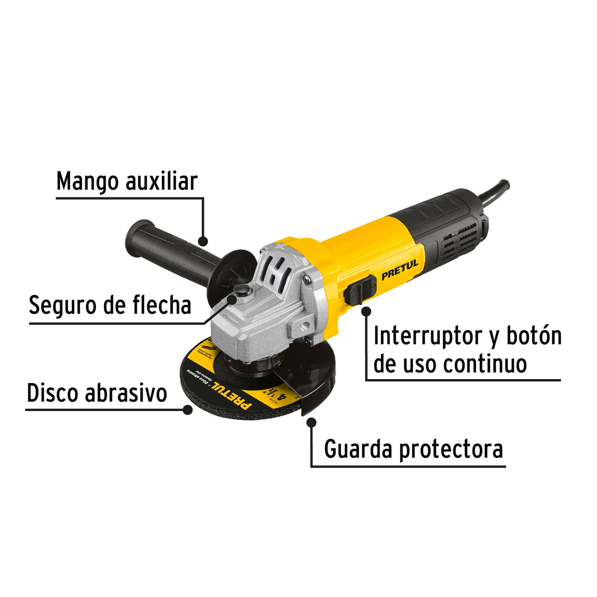Esmeriladora Angular 4-1/2', 550 W, Pretul
