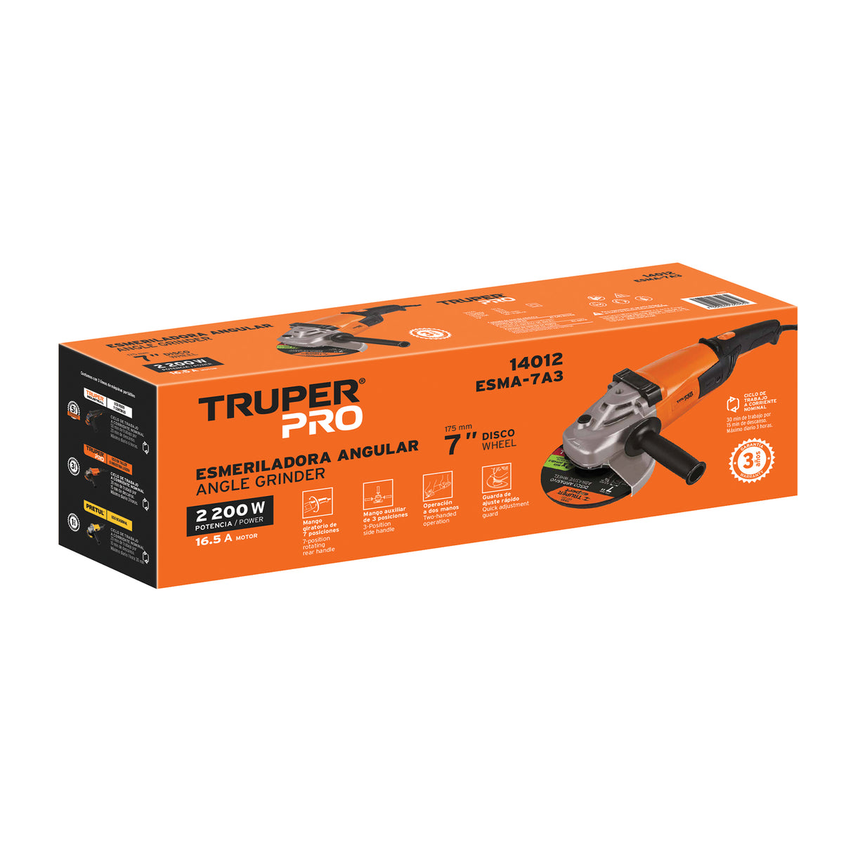 Esmeriladora Angular 7', 2200 W, Truper Pro