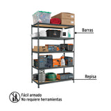 Estante Metálico 5 Repisas Mdp Cap. 60 kg, 180x60x120, Pretul
