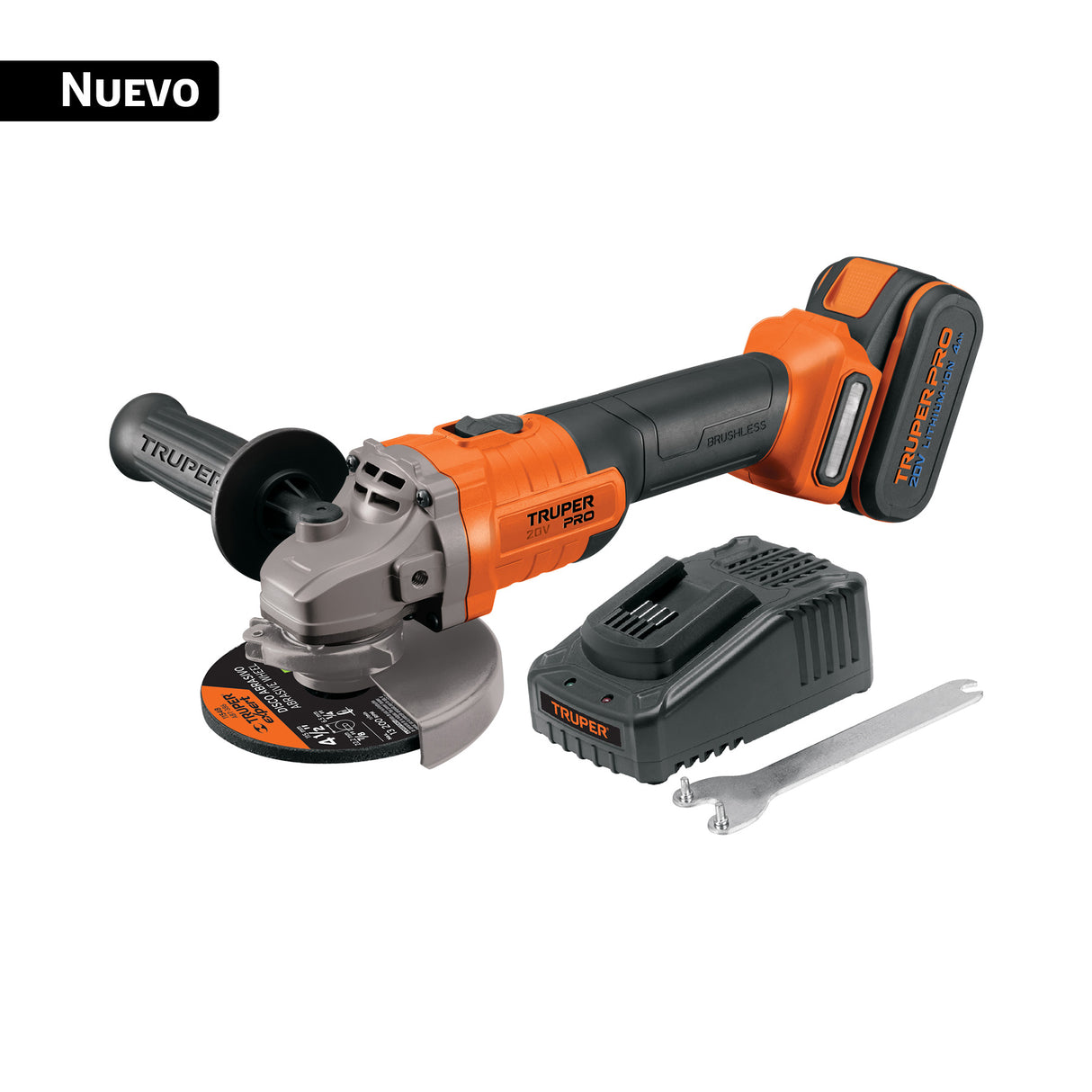 Esmeriladora 4-1/2', 20 V, 1 Batería 4 Ah, Truper Pro