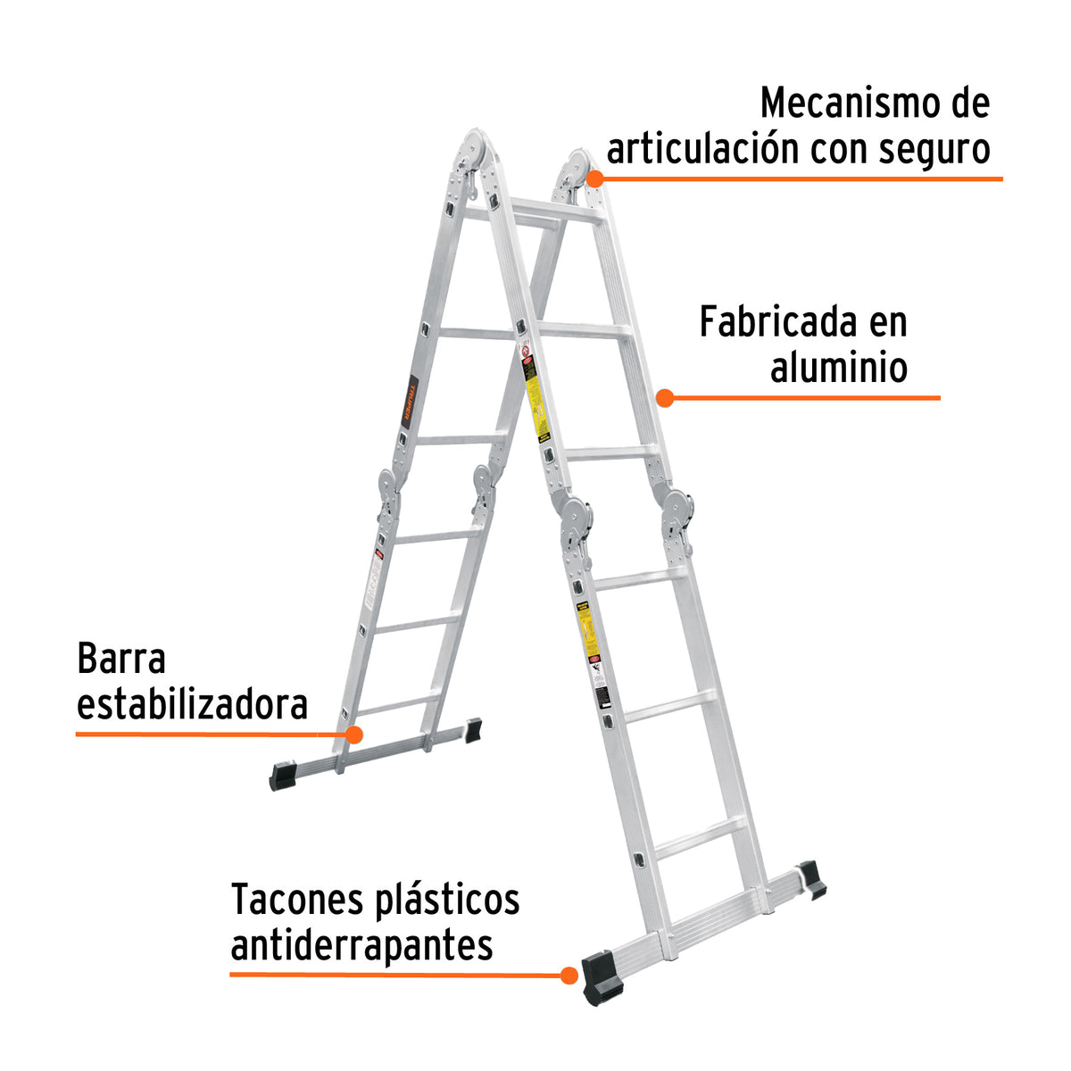 Escalera Multiposición 12 Peldaños, Tipo I, Truper