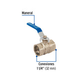 Válvula de Esfera de Latón, Roscable 1-1/4', Foset