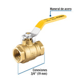 Válvula de Esfera para Gas, Roscable, 3/4', Alta Presión