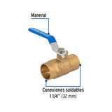Válvula de Esfera de Latón, Soldable 1-1/4', Foset