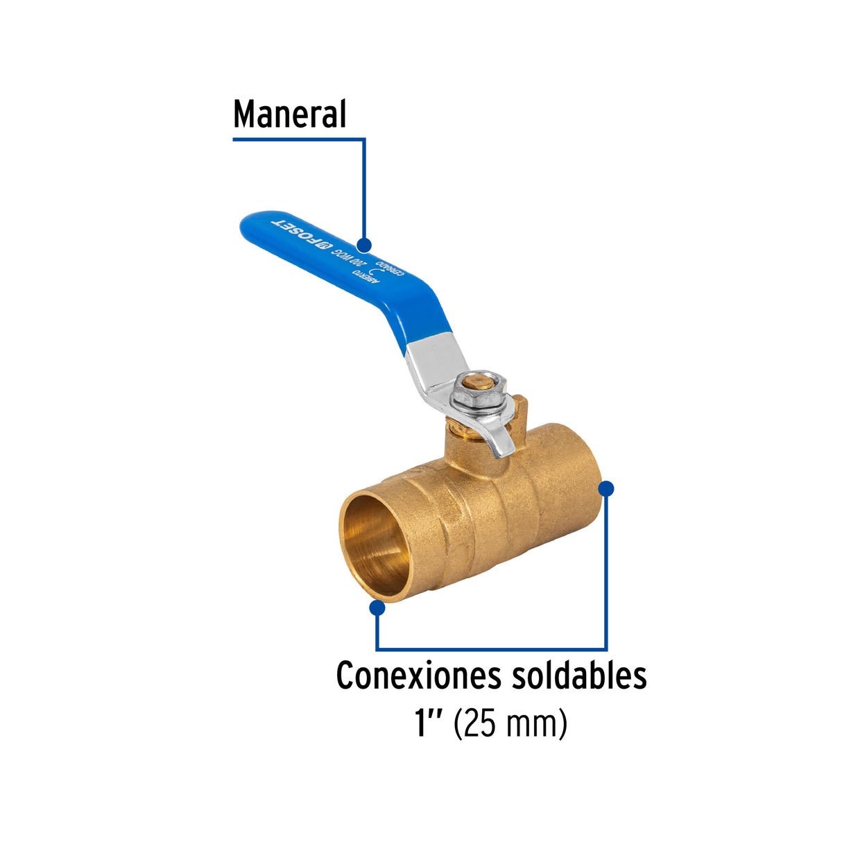 Válvula de Esfera de Latón, Soldable 1', Foset