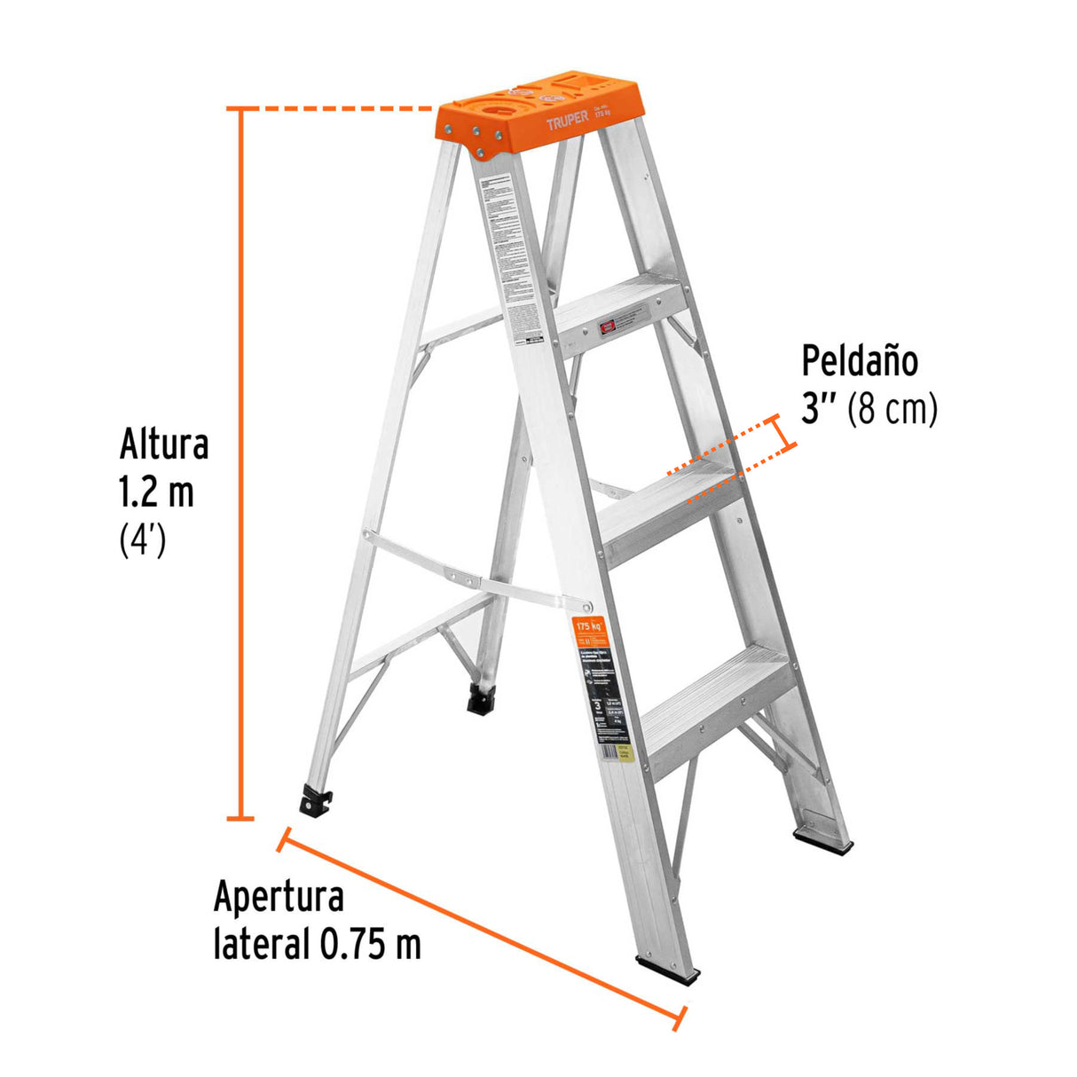 Escalera de Tijera Tipo II 3 Peldaños, Truper