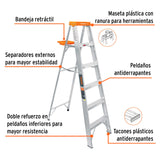 Escalera de Tijera Tipo Ll 5 Peldaños y Bandeja, Truper