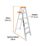 Escalera de Tijera Tipo Ll 5 Peldaños y Bandeja, Truper