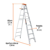 Escalera de Tijera Tipo Ll 8 Peldaños y Bandeja, Truper