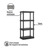Estante Plástico 4 Repisas Cap. 45 kg, 125X38X61, Pretul