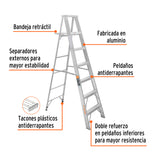 Escalera de Tijera 100% Aluminio Tipo Ll 6 Peldaños, Truper