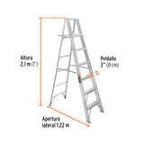 Escalera de Tijera 100% Aluminio Tipo Ll 6 Peldaños, Truper